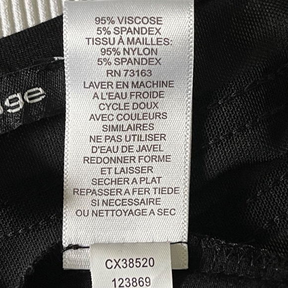 Cable and Gauge Cold Shoulder 3/4 Length Sleeve Top Mesh Neckline Black - Picture 12 of 14